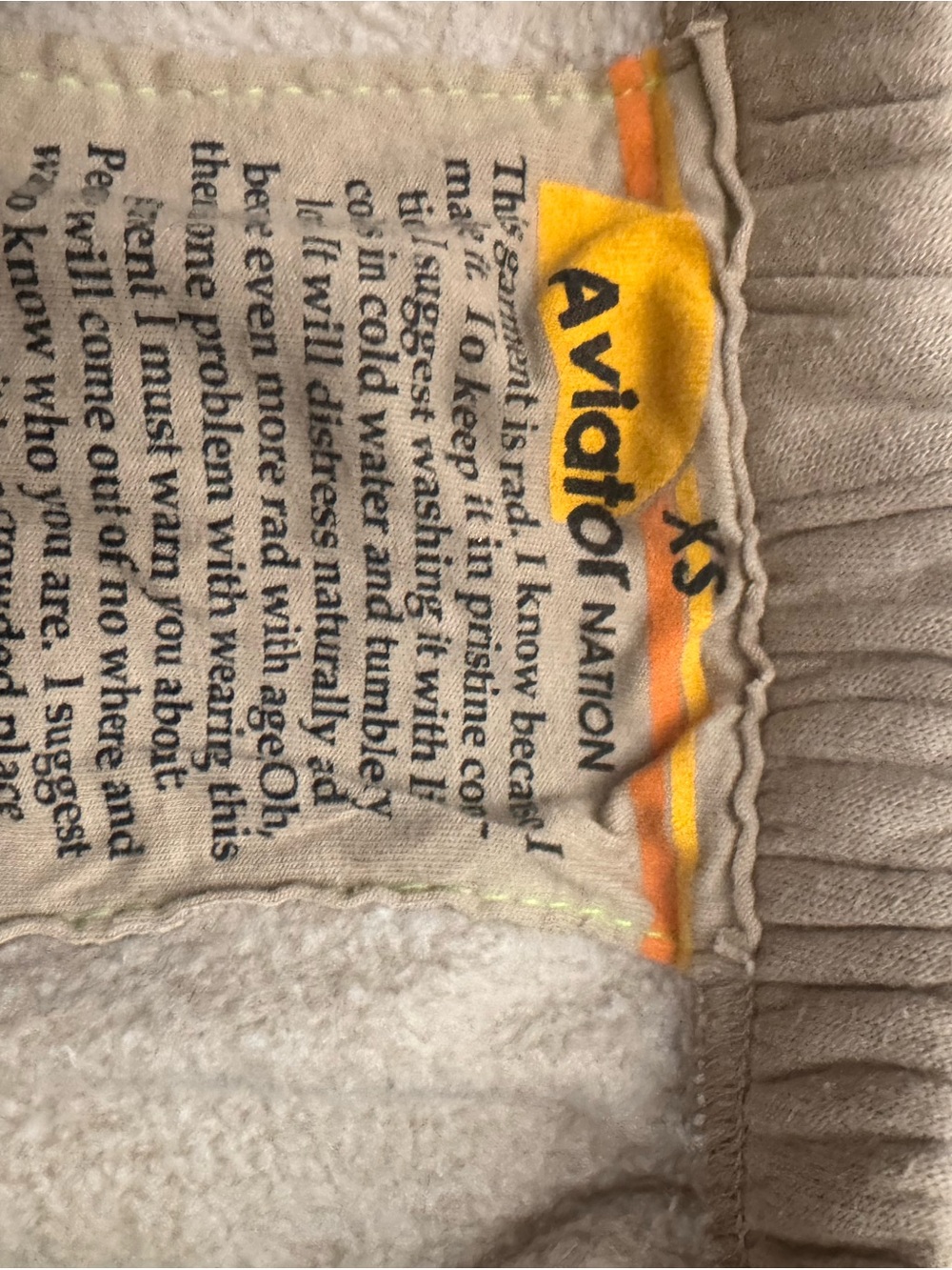 Aviator Nation Beige Joggers with Pink Lightning Bolt - Picture 6 of 8
